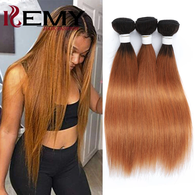 Pacotes retos de cabelo humano 1B/30 Ombre Brown Cabelo Humano Colorido Weave Bundles Brasileiro Remy Cabelo Trama 1/3/4 Pacotes Deal