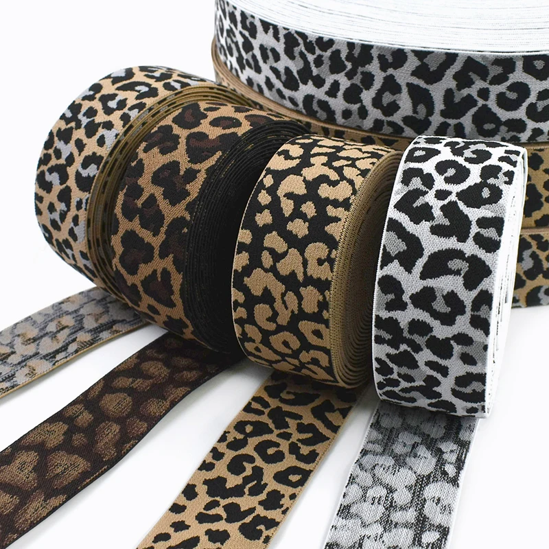 5/10M 40mm Jacquard Elastikband Leopardenmuster Stretch-Band Sportbekleidung Yoga-Hosen Federband Nähzubehör