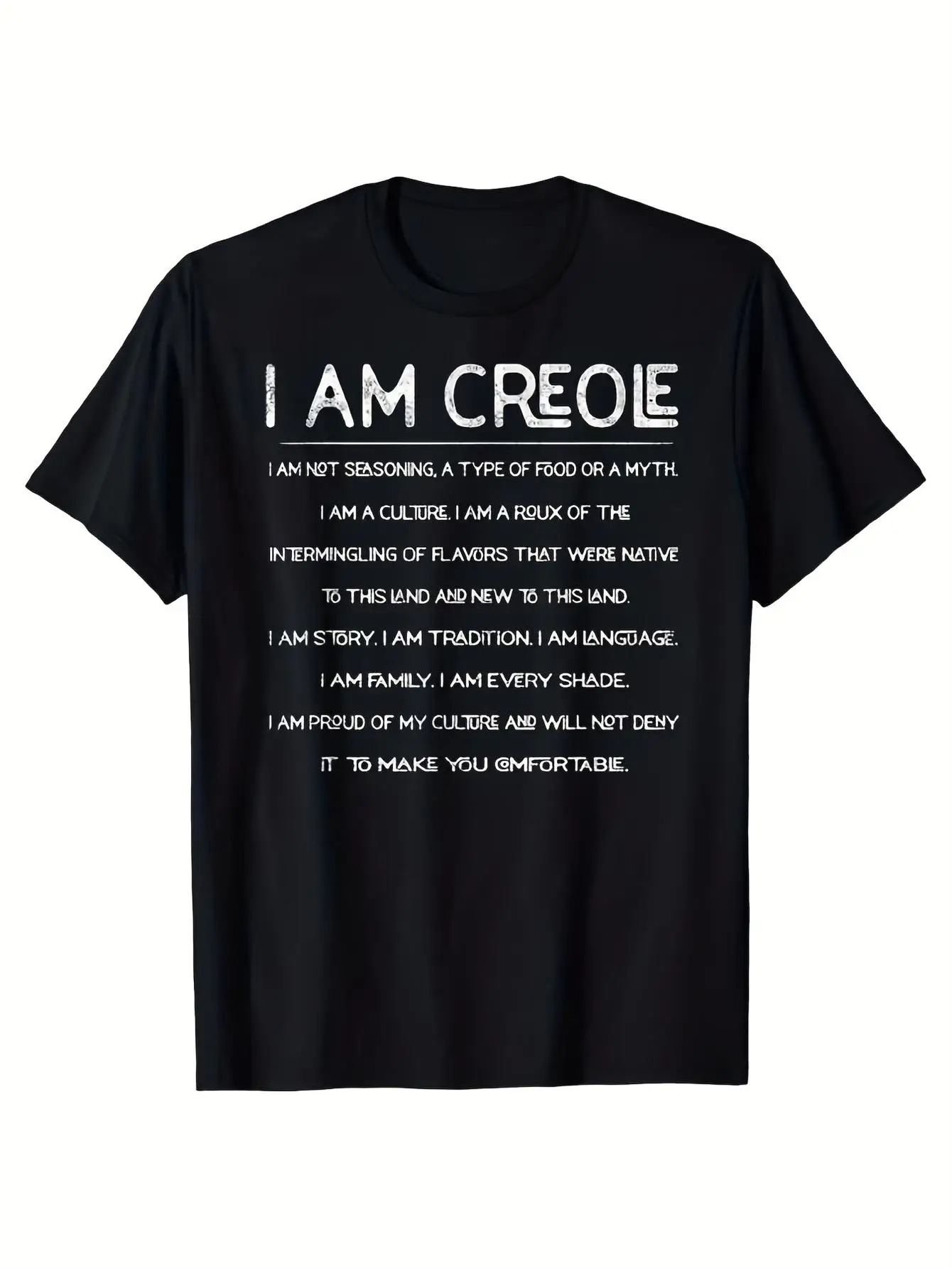 Men's Creole Louisiana New Orleans Mardi Gras T-shirt - Black with white lilies and the words 