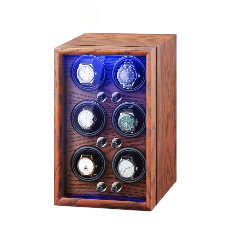 

Automatic Rotation Watch Winder 6 Slots Luxury Wooden Watch Winders Display Cabinet Household Large Watches Storage Boxes Gifts