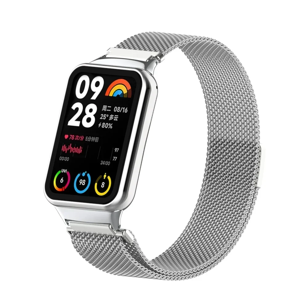 Correa de bucle milanés para Xiaomi Mi Band 9 8 Pro pulsera magnética de acero inoxidable para Redmi Watch 4 5 accesorios de cinturón