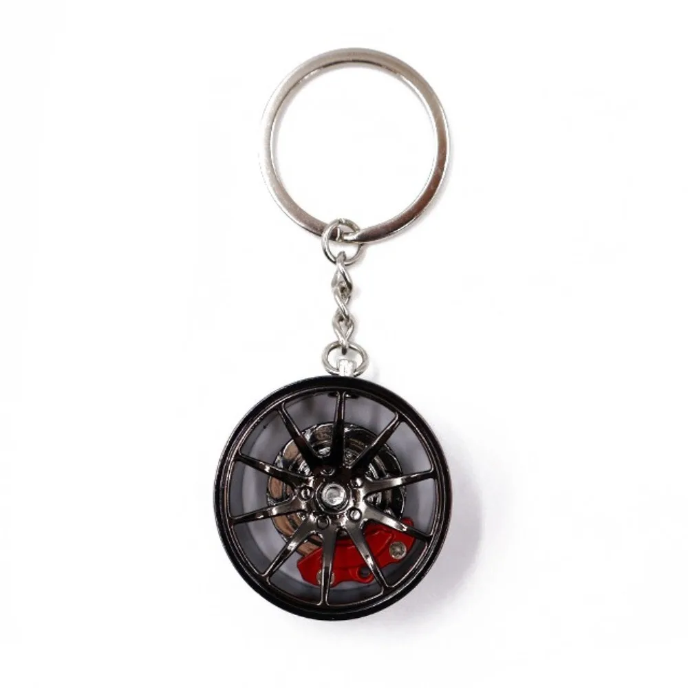 3D Wheel Hub Car Key Chain Alloy Model Fidget Car Tire Brake Disc Keychain Keys Holder Bags Pendant Fingertip Gadget Keyring
