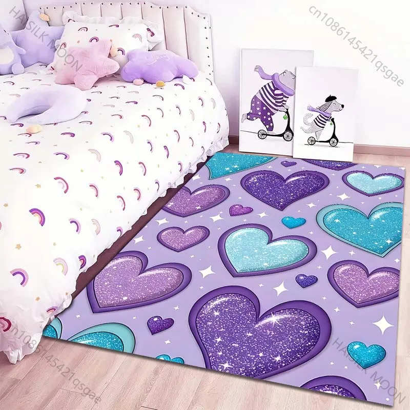 

Художественный ковер с кристаллами сердца для гостиной, спальни, дивана, креативный коврик для домашнего декора, прочный нескользящий коврик, роскошный подарок