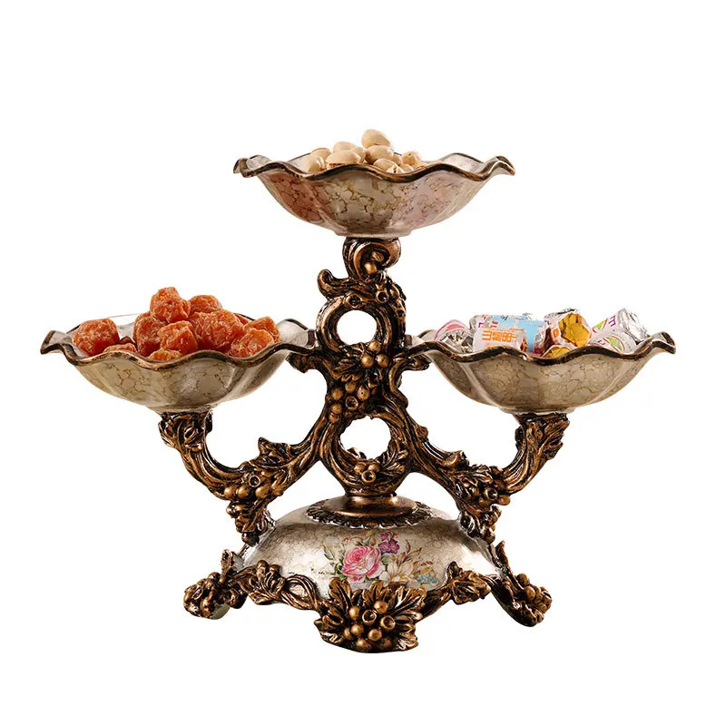Three-layer dried fruit plate, living room tea table and melon seed fruit plate