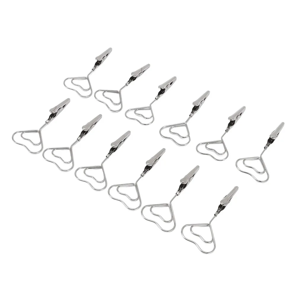 

12Pcs Decorative Multi Shape Double Headed Memo Clip Metal Silver Note Clips Multifunctional 70mm Wire Photo Clamp Hanging Photo