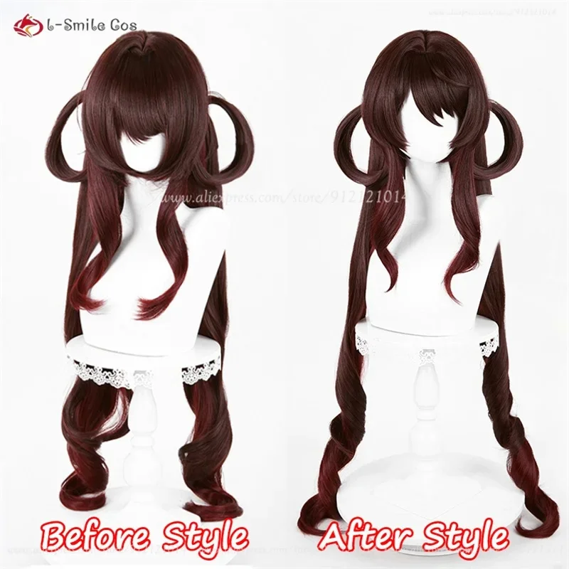z;3,d'5,g\7/Lantern Rite Hutao Cosplay Wig Brown Gradient Double Ponytail Hair New Skin Hu Tao Anime Cos Wigs Heat R6,j.y'8 /c. view 3