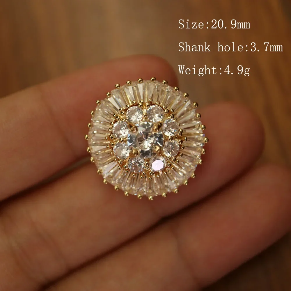 5pc/lot CZ Luxury metal buttons for clothing Cubic zirconia button clothing decoration sewing accessories