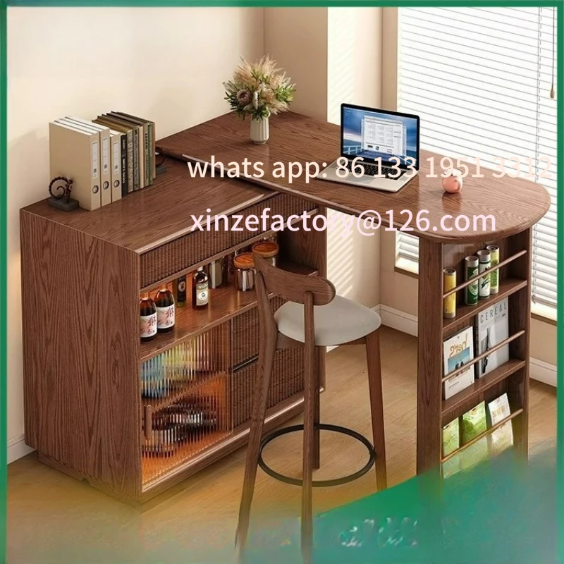 

Customizable wood dining bar table household balcony leisure retractable partition cabinet