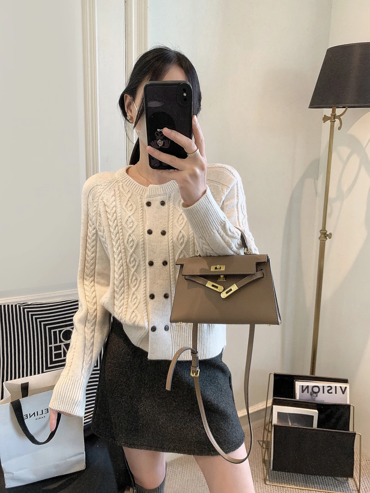 

Женский вязаный кардиган из плюшевого вельвета с двойными пуговицами, осенне-зимний, новый, мягкий, в корейском стиле, длинный, с узором косы