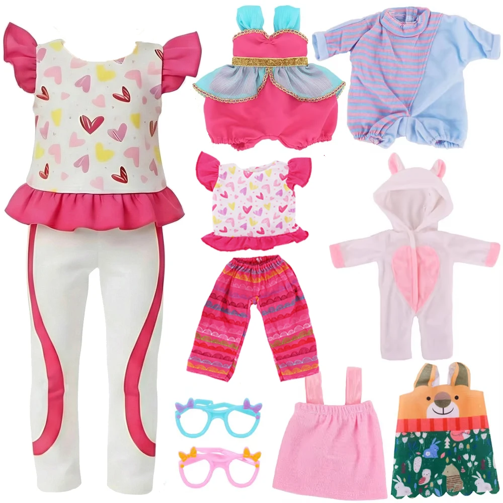 14.5 インチ人形服ポップかわいいトップ + パンツドレス日常服スーツ