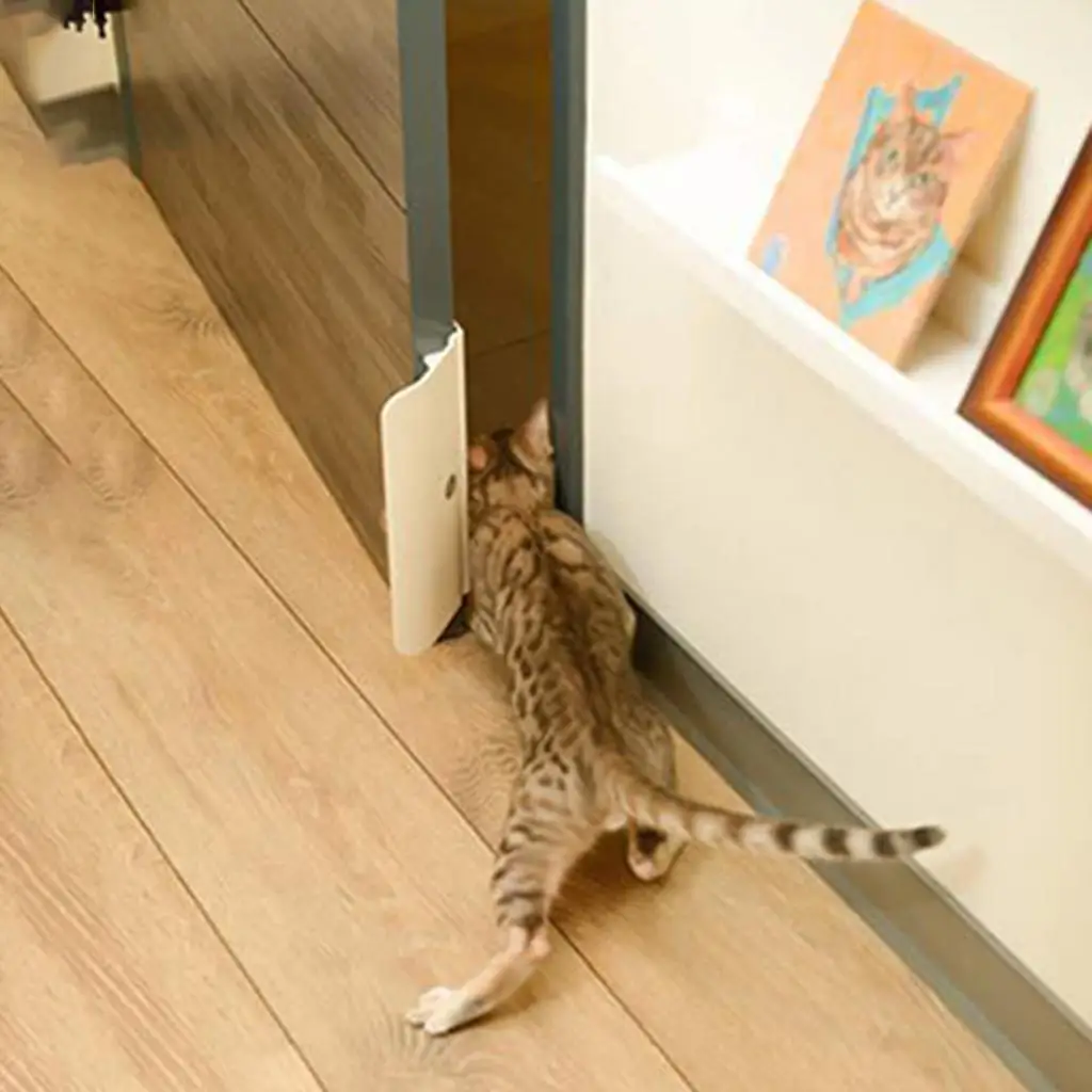 Automatic Pet Door No Drill Sturdy Plastic Entry for Dogs Cats with Rope Closure for Room Divider