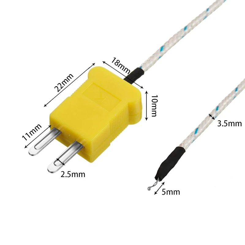 5 Pieces 3 Meters K Type Thermocouple Temperature Probe Sensor K Type Measure Range -50 To 400 Celsius, With TM902C