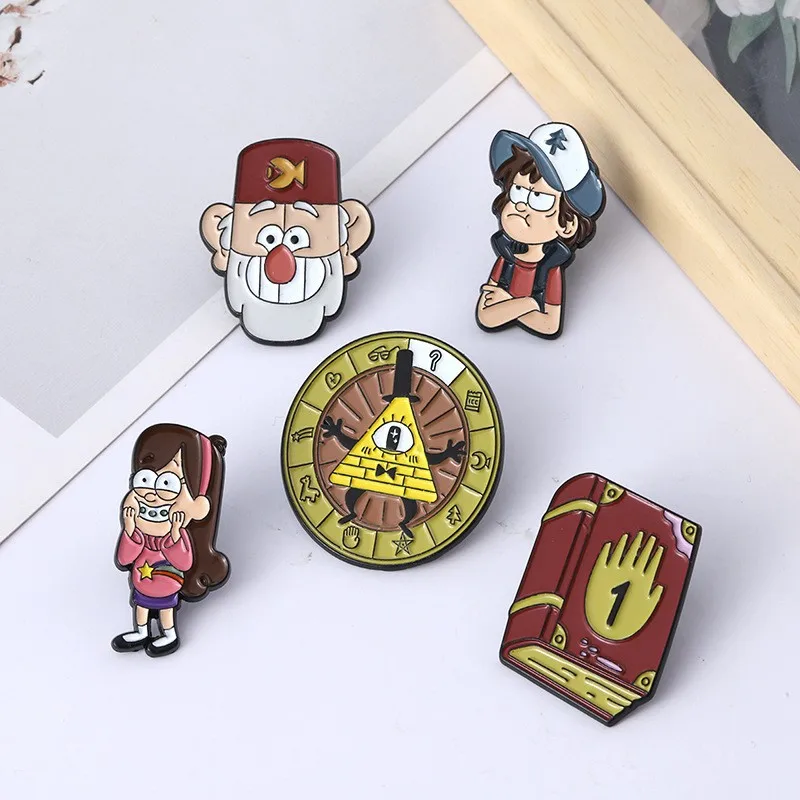 Gravity Falls Enamel Pins Cartoon Character Ideas Brooch Badge Jewelry Gift for Friends Wholesale Cute Accessory Badge