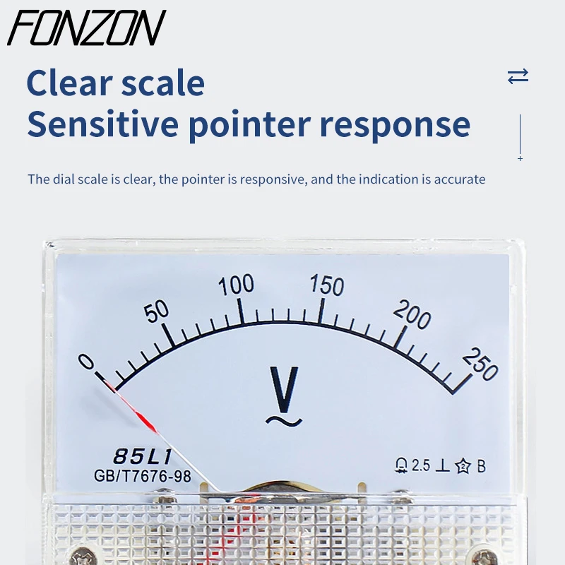 85L1-V Analog AC Voltmeter 0-250V 300V 450V 500V Panel-Mounted Pointer Voltage Meter Class 2.5