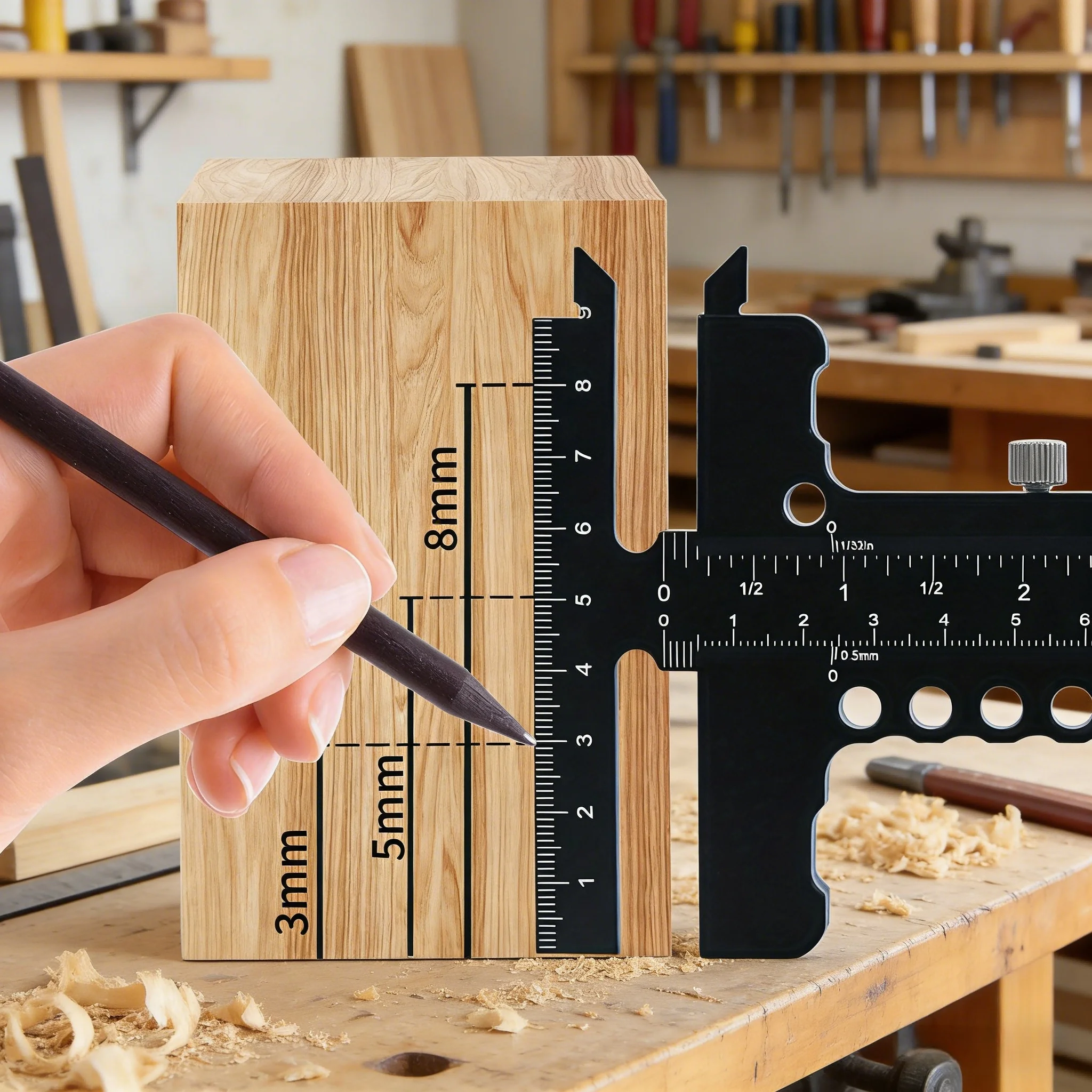 Aluminum Alloy T-Shaped Woodworking Scriber Gauge - Precision Sliding Marking and Measuring Tool for Carpentry DIY & Home Use - view 2