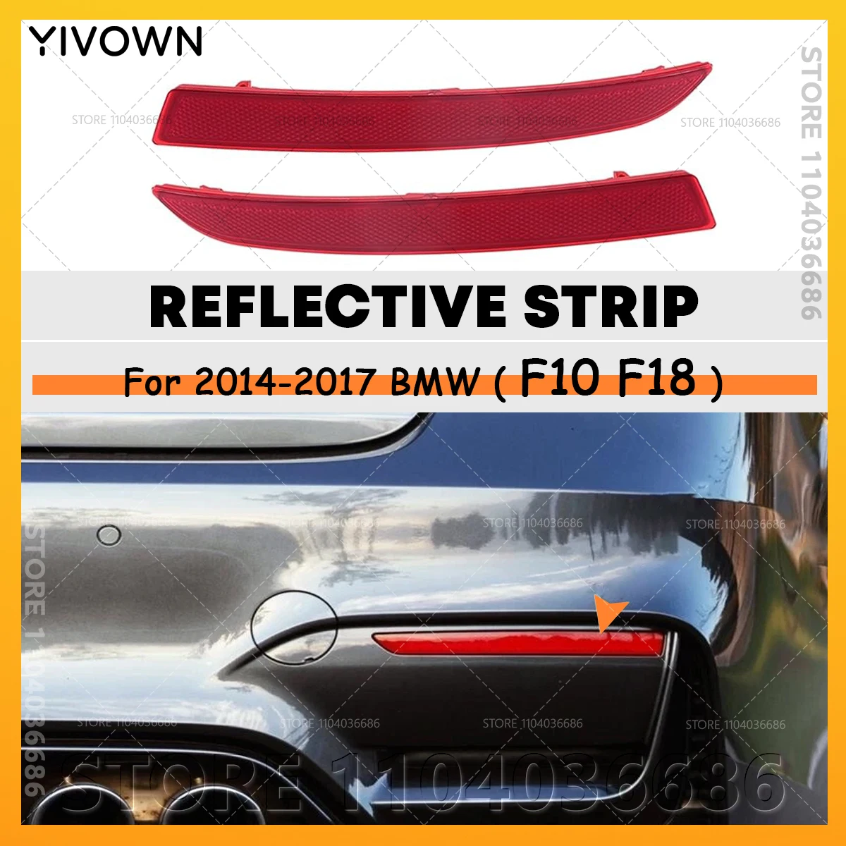 

For 2014-2017 BMW F10 F18 528i 528iX 535d 535dX 535i 535iX 550i 550iX Hybrid 5 Rear Reflector Parking Lights Reflective Strips
