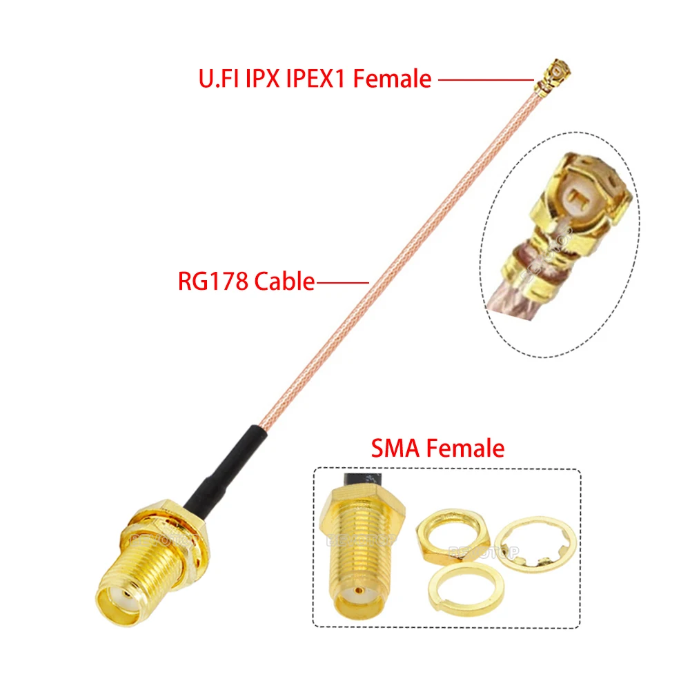 1 pz RG178 Cavo SMA Maschio/Femmina a IPEX-1 Connettore Femmina Compatibile RG-178 RF Coassiale Pigtail WIFI Antenna Cavo di Prolunga