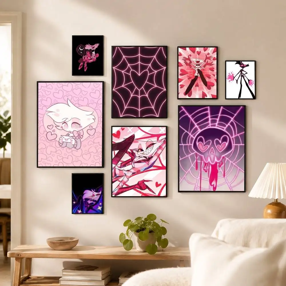 H-Hazbin Hotel Angel Dust Poster High Quality Dorm Living Room Aesthetic Wall Decoration Painting Stickers Gift