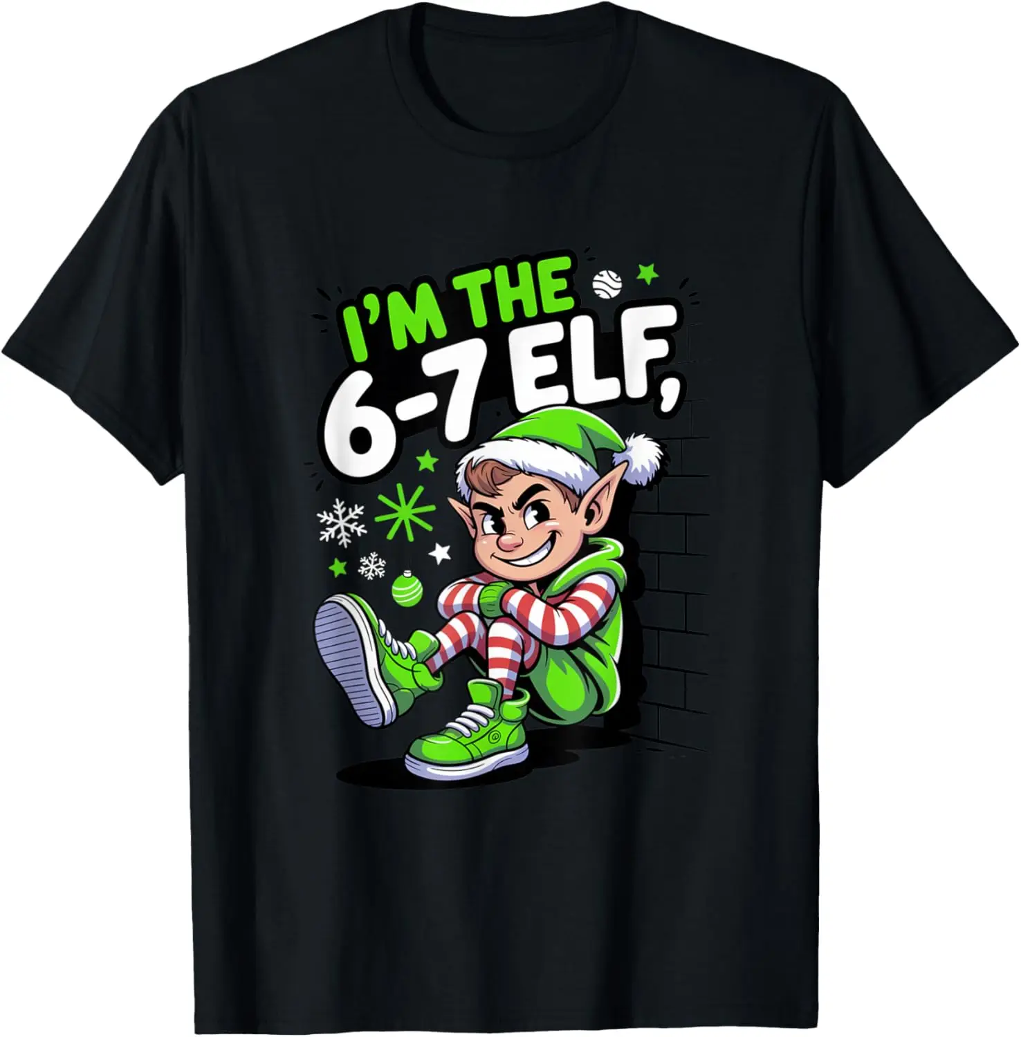 6-7 Christmas Ugly Sweater Six Seven Xmas 67 Meme Santa Elf T-Shirt Summer Short-Sleeved Breathable Sweat-Wicking Versatile