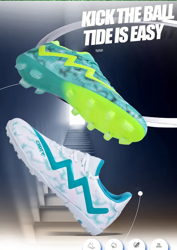 Original Marke blau Herren profession elle Fußballs chuhe Rasen rutsch feste Fußballs chuhe für Männer Schnürung Low Cut Fußball Turnschuhe männlich – Detail 4