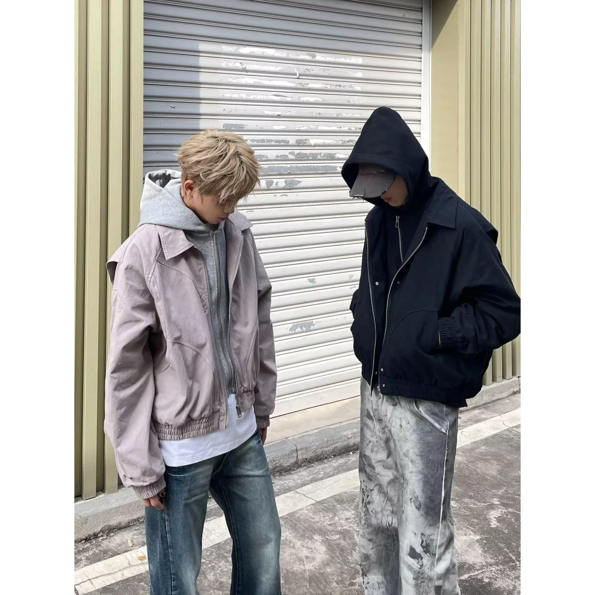 

Повседневная мужская куртка свободного кроя в стиле Харадзюку для весны и осени, модная корейская версия в стиле Хонконг, из полиэфирного волокна