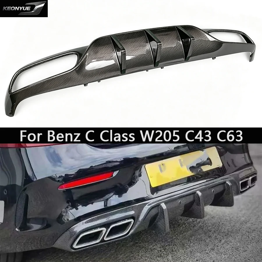 Car Accessories body kit For Mercedes Benz C Class W205 C43 C63 Carbon Fiber Back lip Car Rear Bumper Diffuser Splitters Spoiler