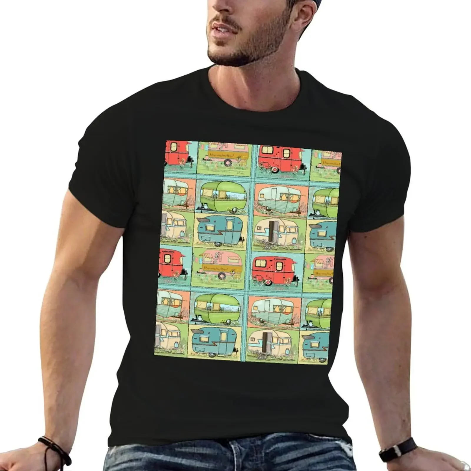 

Camping Glamping in Vintage Trailers! T-Shirt tshirts personalised funny shirt cotton blue lock t shirts for men pack