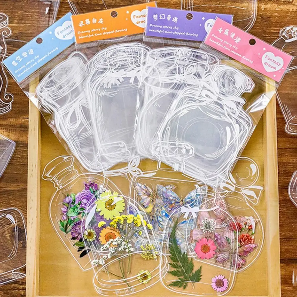 20PCS Bottle Shaped PET Stickers High Quality DIY Transparent DIY Book Marks Pressed Flower Bookmark Students 