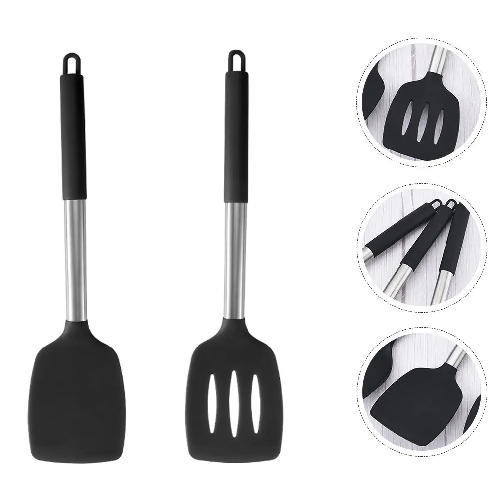 

2Pcs Silicone Wok Spatula Soft Smooth Edge Cooking Utensil Nonstick Kitchen Supplies Silicone Spatula Kitchen Supplies