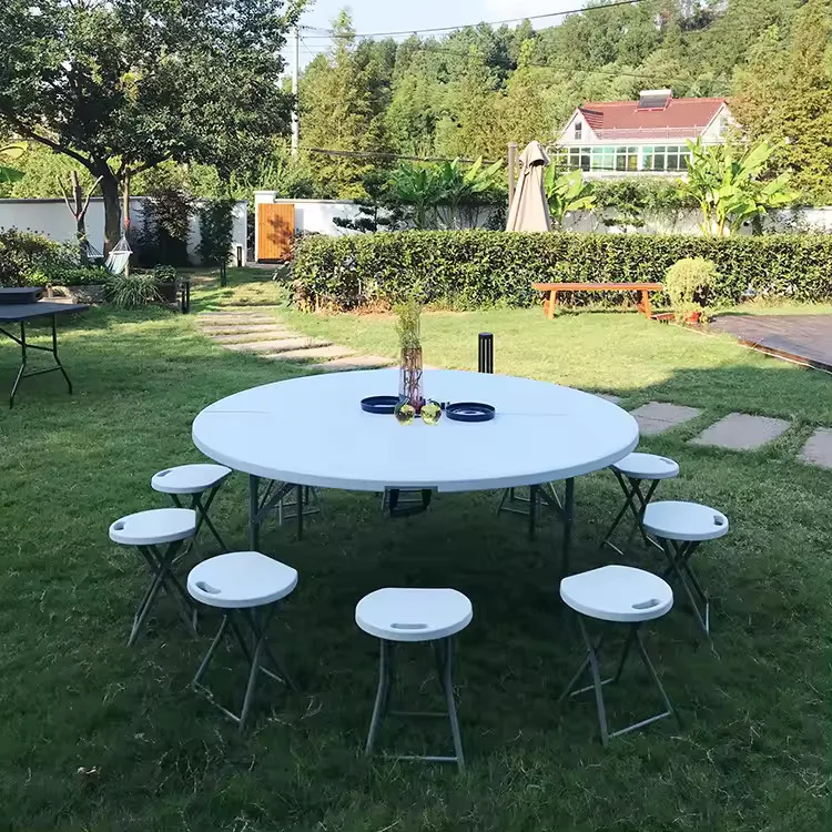 Water Proof Dia 4ft Cheap Outdoor Dining Wedding Plastic Folding Round Table for Party