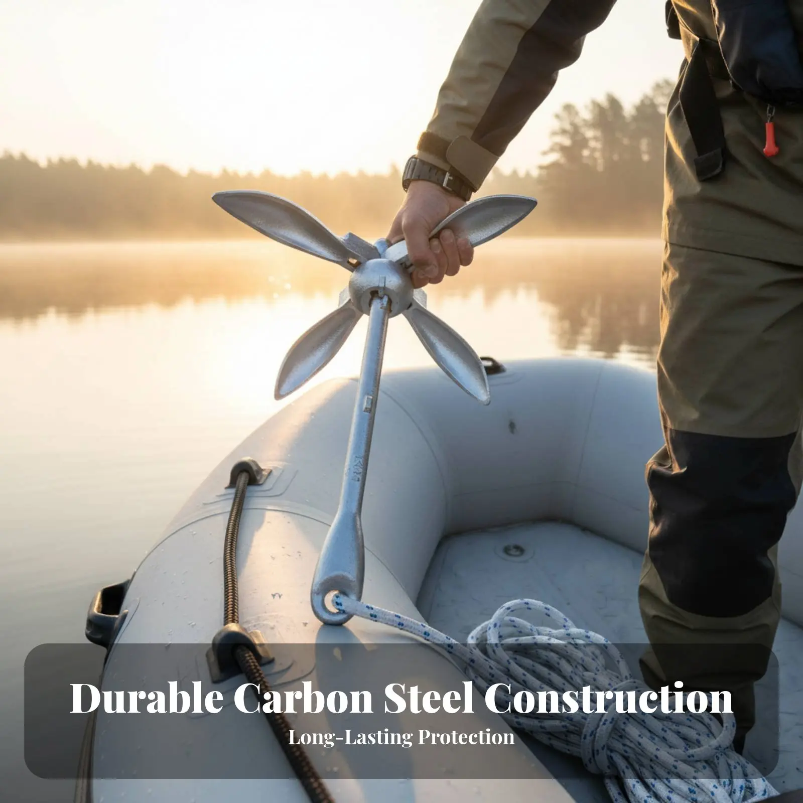 

Lotus Anchor Foldable Carbon Steel Boat Anchor Boating Equipment Lightweight High Strength for Kayakers, Fishing, Paddleboarding