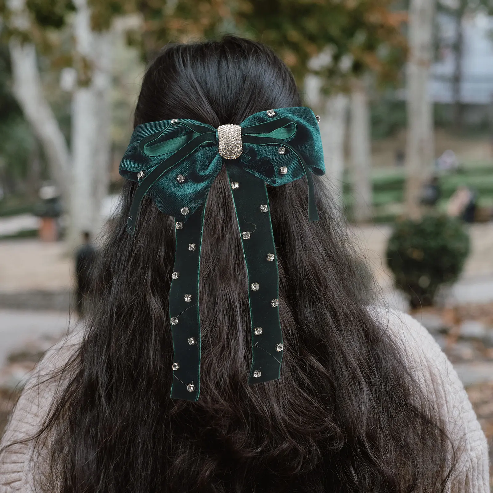 

2Pcs Rhinestone Bow Hair Clip Elegant Female Hairpin Pearl Fabric Clips Barrettes Hair Bows Women Accessories Girls Hairpin