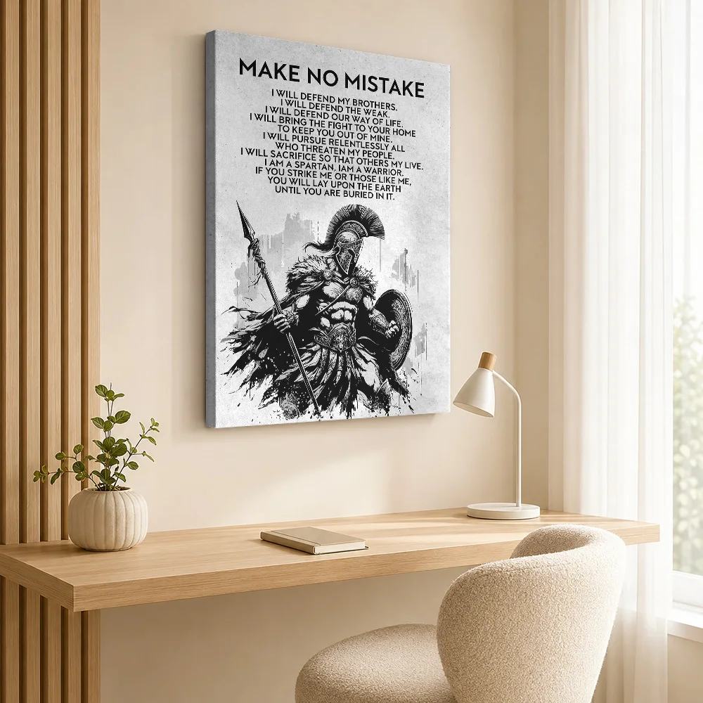 Spartan Warrior Quote Framed Canvas Print Personalized Photo Bold Lettering Wall Art For Office Reception, Entrepreneur Gift