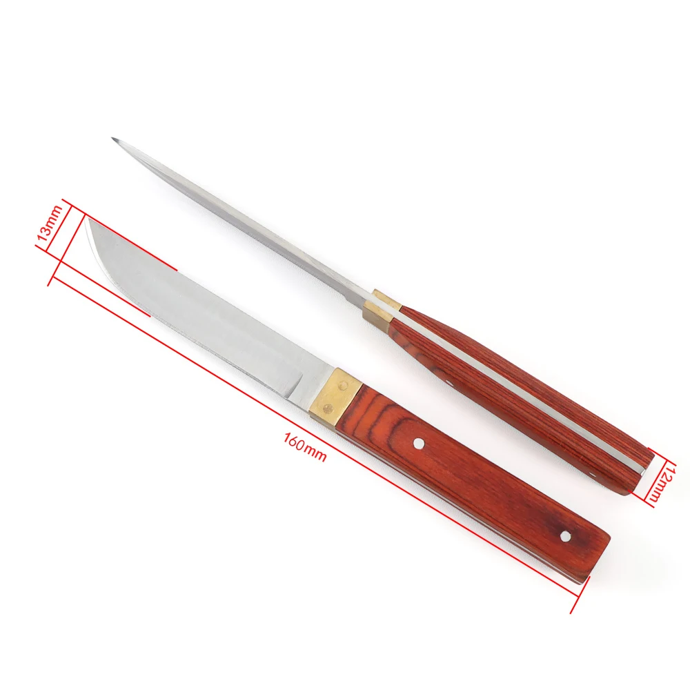 High Quality Steak Knife Stainless Steel Cutlery Pakkawood+Pure Copper Handle MultiFunction Fruit Meat Cleaver Knife Table Knife