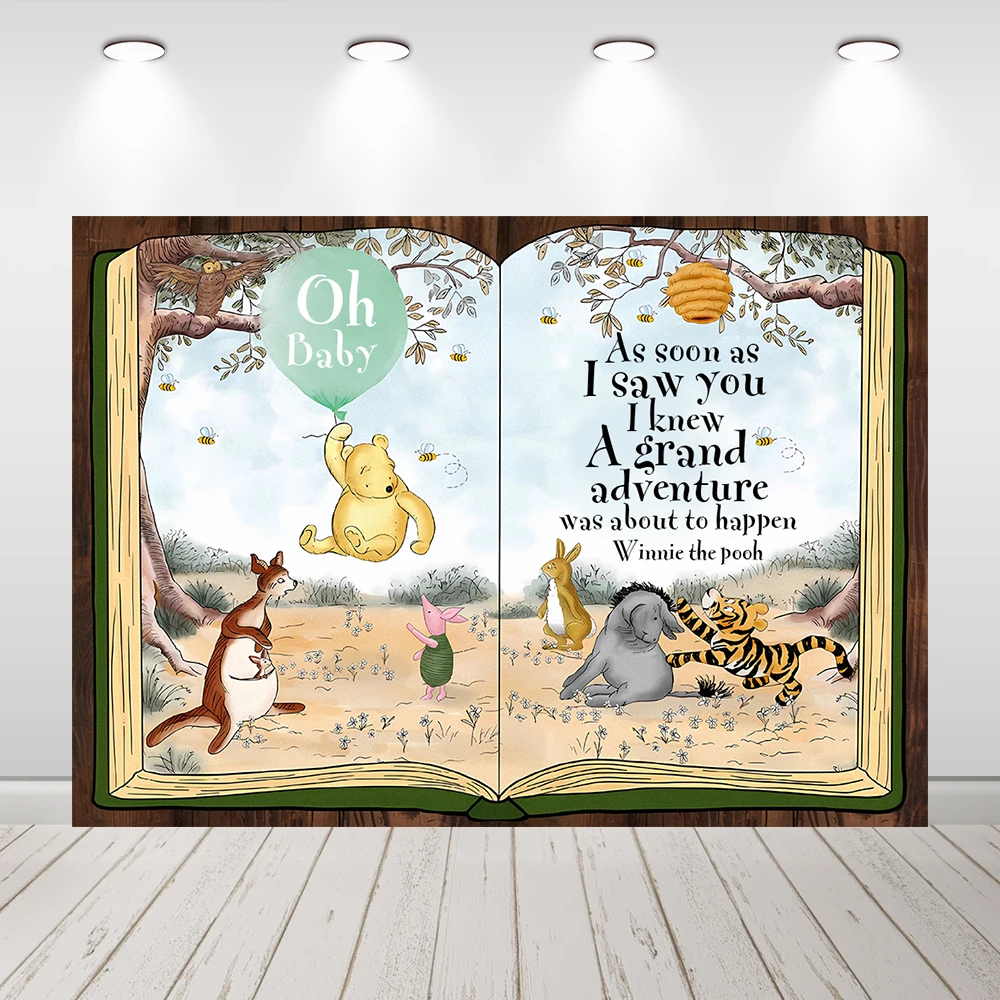 

Vintage Fairy Book Winnie the Bear Photography Backdrop for Kids Baby Shower Decorations Party Supplies Birthday Background