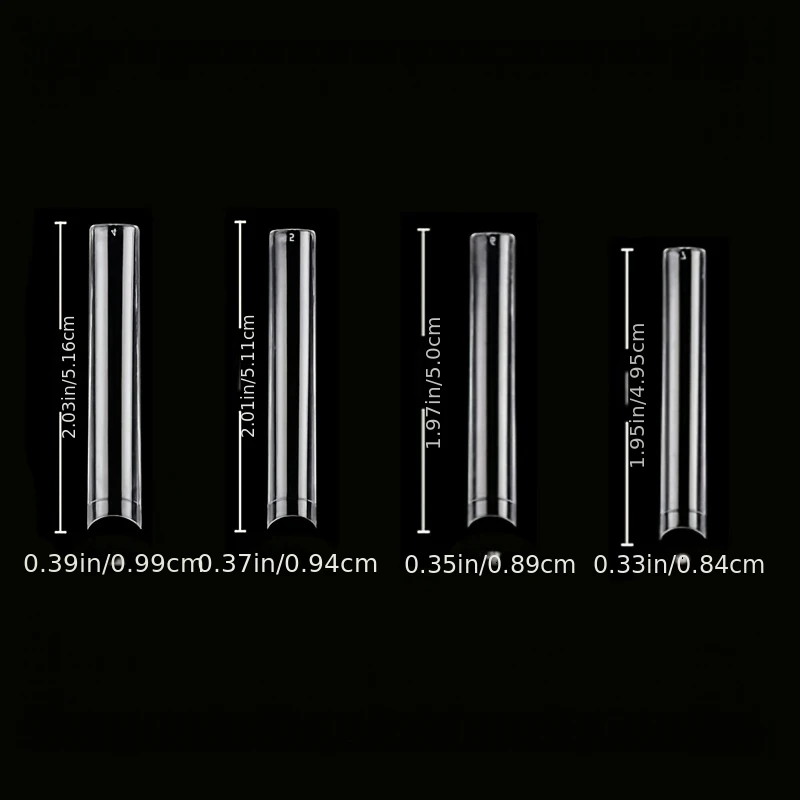 Einzelne Nagelspitzen in den Größen 4, 5, 6, 7 ohne C-Kurve, geeignet für professionelle Acrylnägel, 256 Stück 3XL extra lang, halbdeckende, gerade, konische, quadratische Nagelspitzen, 4 gängige Größen in einer Box – Detail 1