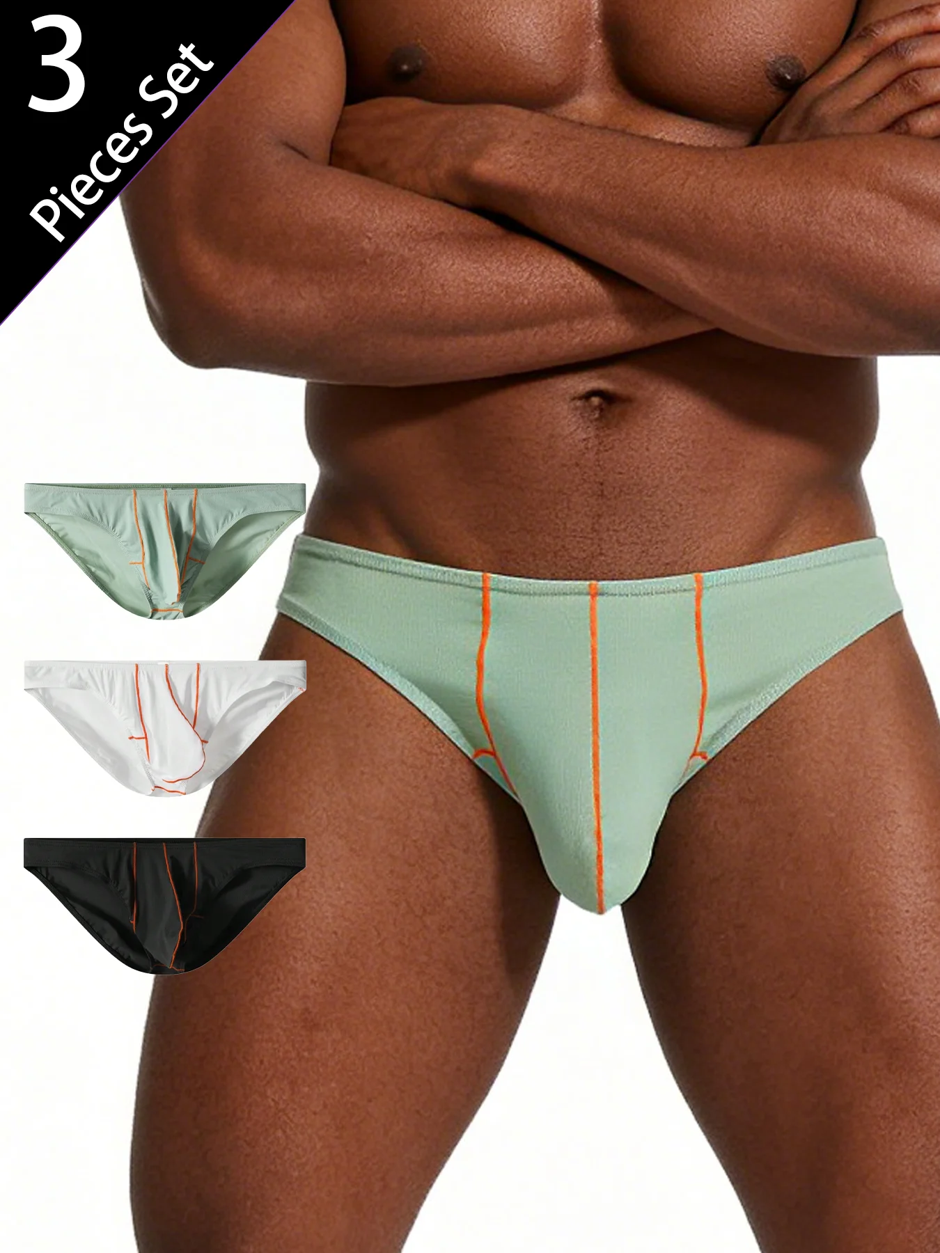 

3PCS Men's Seamless Underwear, Bikini Style Briefs, Soft Thin Fit, Everyday Wear