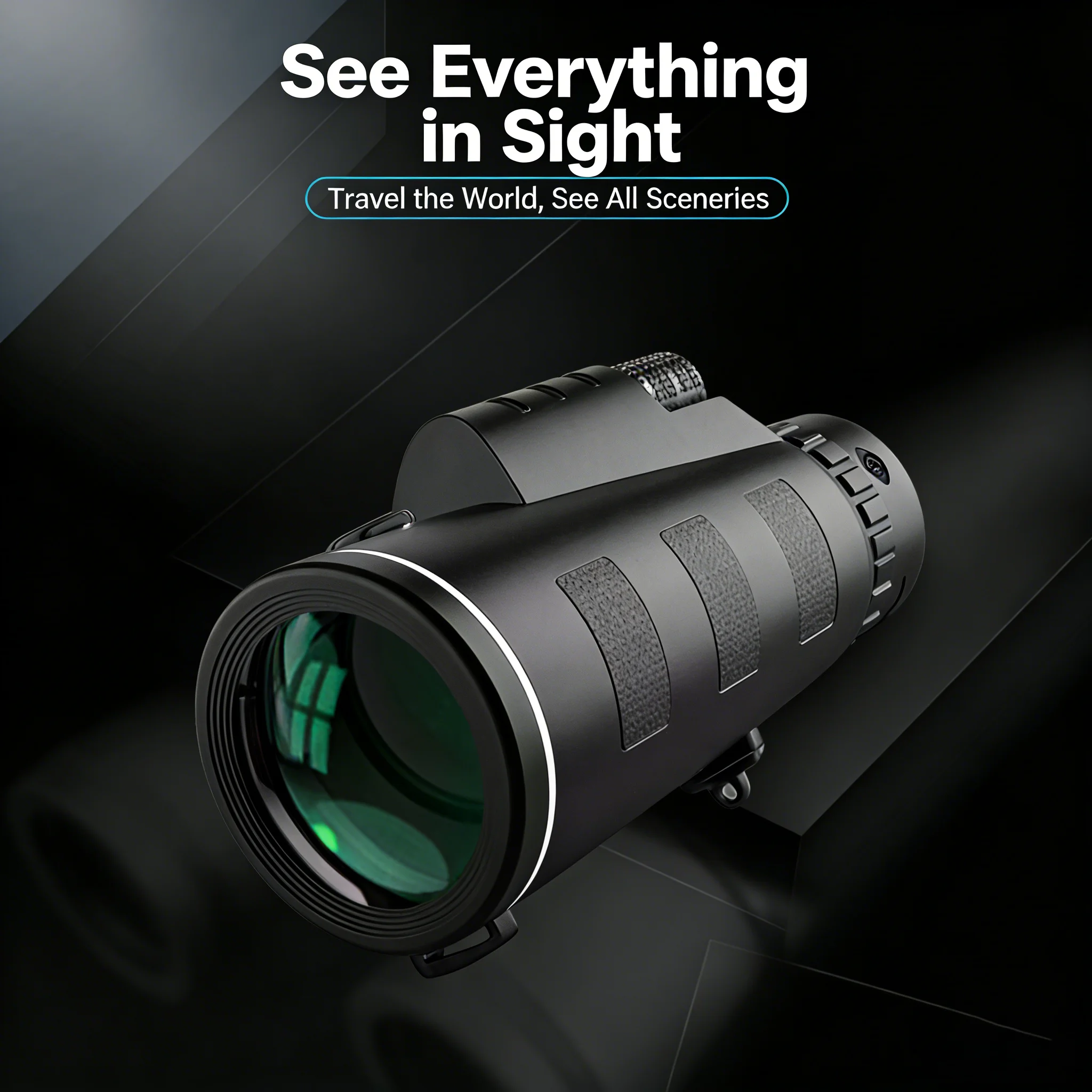 

10X55 Monocular Telescope HD BAK4 Prism Low Light Night Vision Compass Phone Clip Bracket for Outdoor Hunting Camping Travel