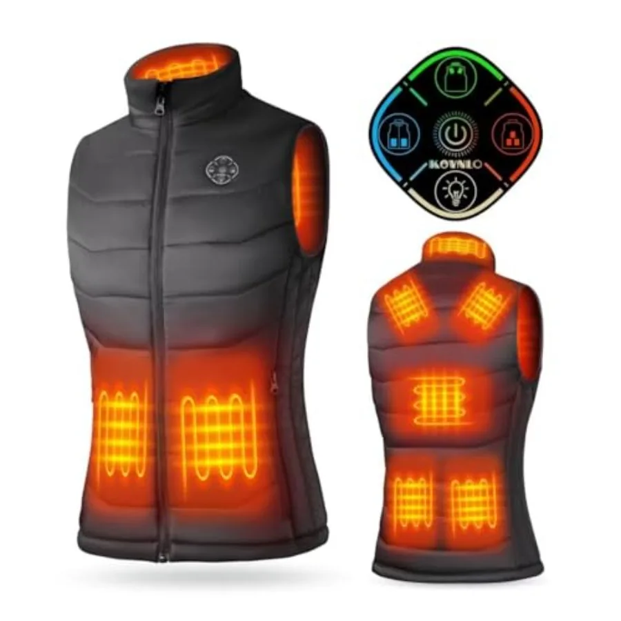 

KOVNLO Heated Vest Women Electric Warming Heated Jackets Battery Pack Not Included Smart Controller With Lights-out