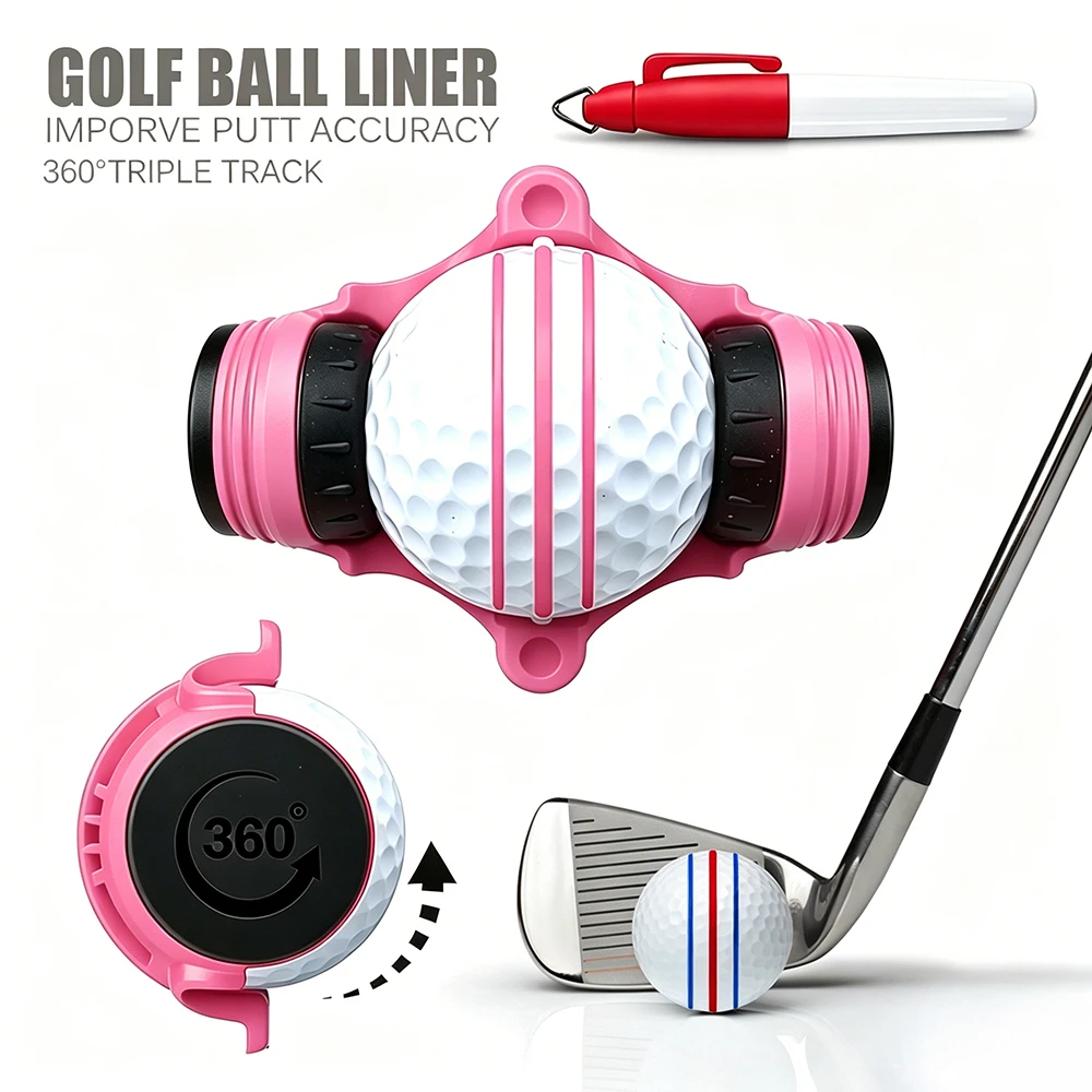 360-Grad-Drehbare Golfball-Markierungsvorlage mit Stift zur Verbesserung der Putt-Genauigkeit - Golf-Zubehör – Detail 4