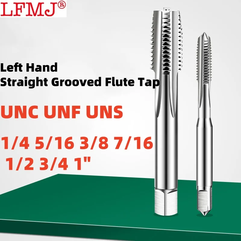 

HSS Left hand American Straight Grooved Flute Tap UNC UNF UNS 6-32 10-24 1/4 5/16 3/8 7/16 7/8 1/2 3/4 2"LH Screw Threading Tap