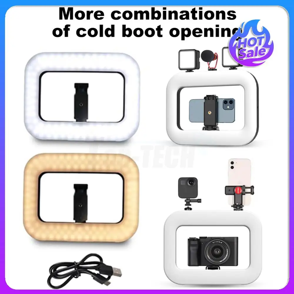 ハンドヘルドリングセルフィーライトキット LEDモバイルビデオスタビライザー カメラ YouTube TikTok ビデオ録画用