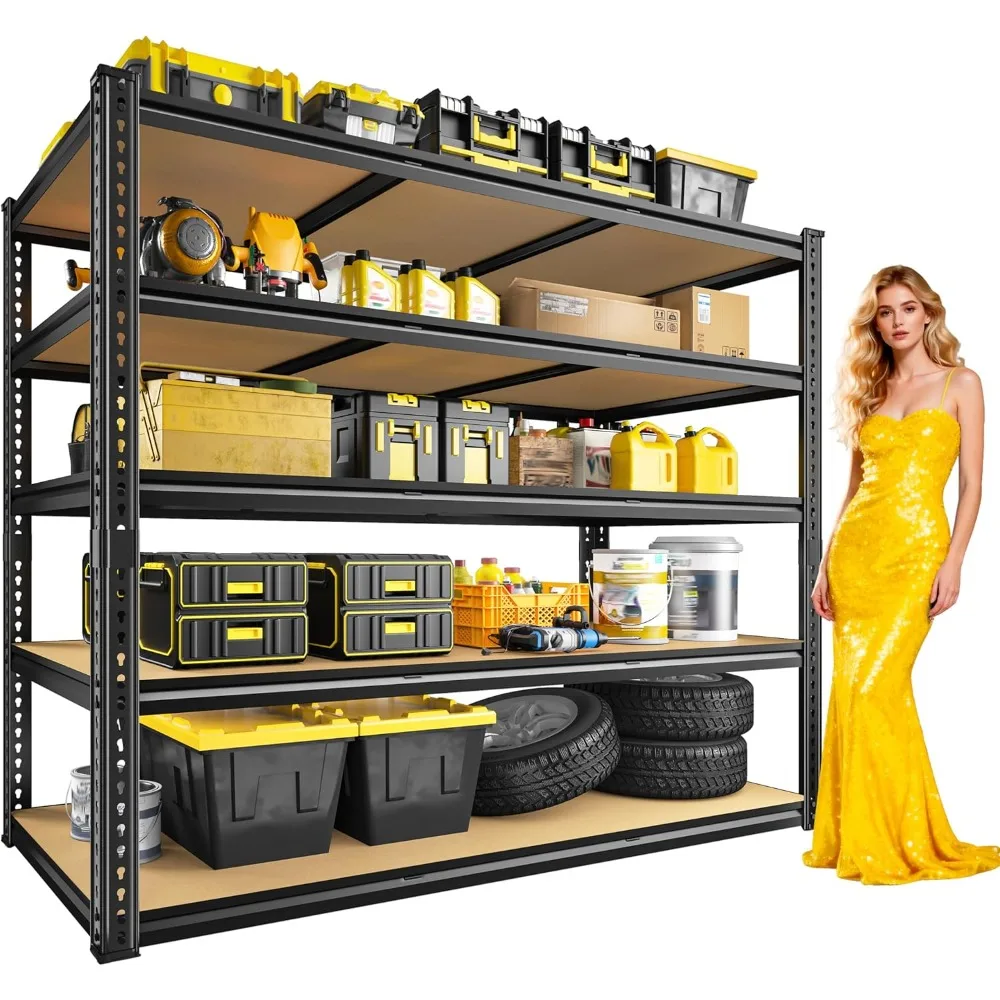 

48 W Garage Shelving 3200LBS Heavy Duty Garage Storage Shelving, 5 Tier Adjustable Metal Shelving Unit Utility Rack Shelf for Wa