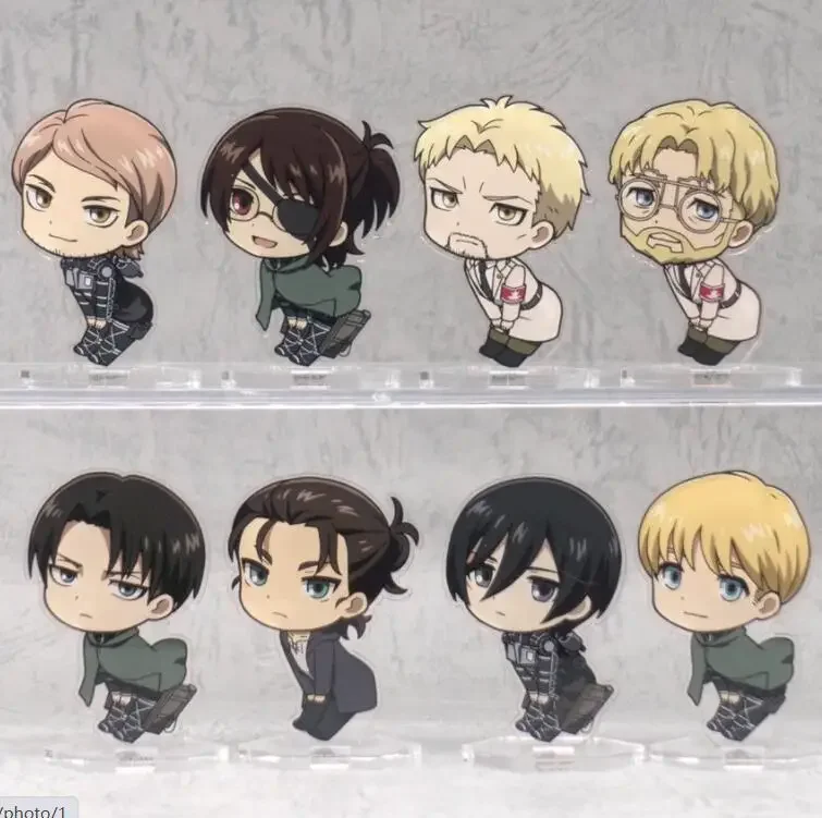 Anime Eren Yeager Mini Figure Doll Levi Mikasa Armin Arlert Acrylic Stand Model Plate Cosplay Toy for Gift