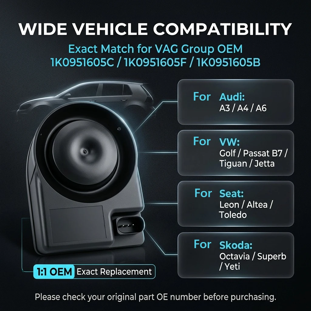 Car Alarm Horn 1K0951605C 1K8951605B For Audi Q5 Q3 A3 A4 A6 A8 VW JETTA Passat Golf Tiguan Seat Leon Altea ALARM SIREN HORN