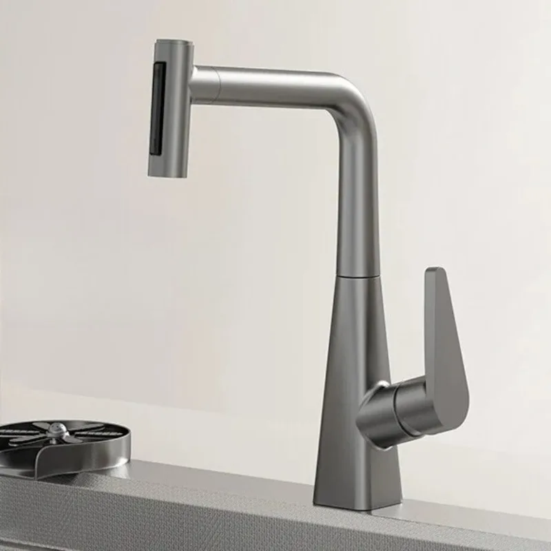 Kitchen Splash-Proof Wonder: Omni-Directional Rotating &Retractable Spout Hot & Cold Water Mixing Tap Anti-Splash Kitchen Faucet