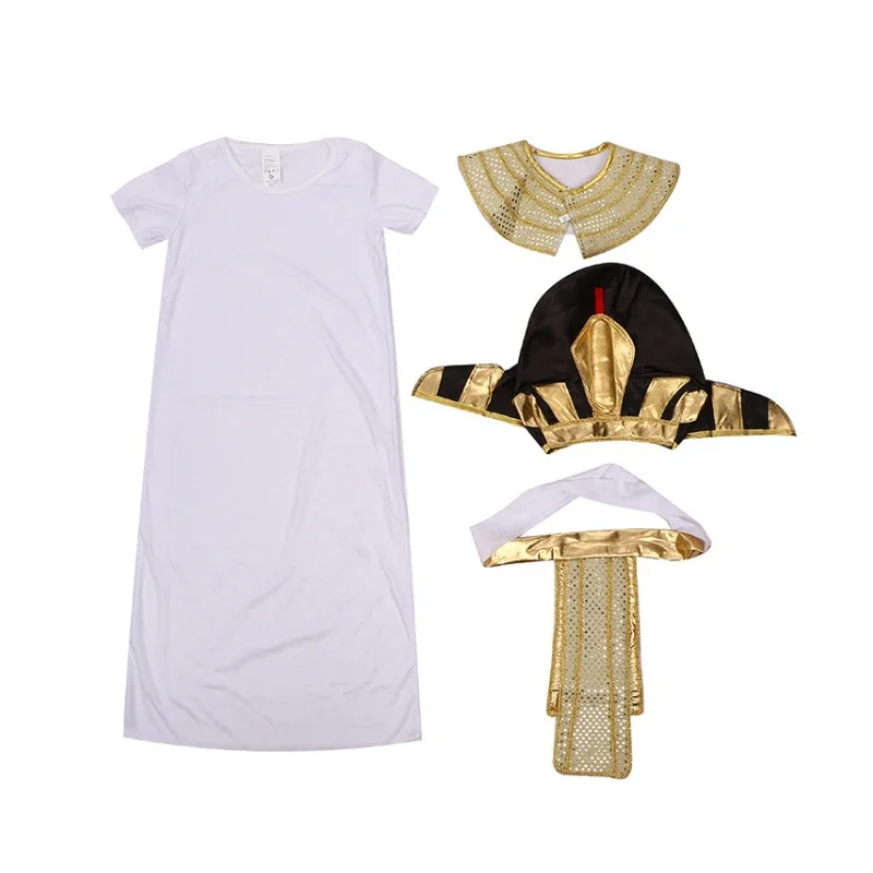 Sydanne Kids Ancient Egyptian King Pharaoh Robe Jumpsuit Cosplay Costume Dance Stage Performance Clothes Halloween Costumes