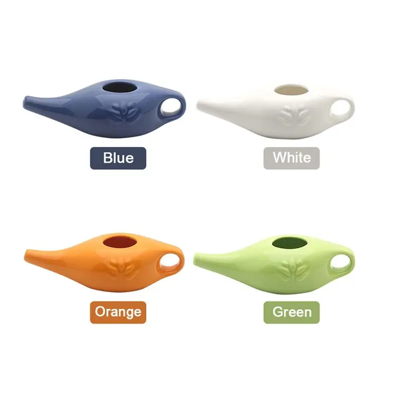 ABME New 250Ml Ceramic Neti Pot Nose Cleaning Pot Leakproof Spout Pot for Nasal Rinsing Nose Washing Men and Women,Green