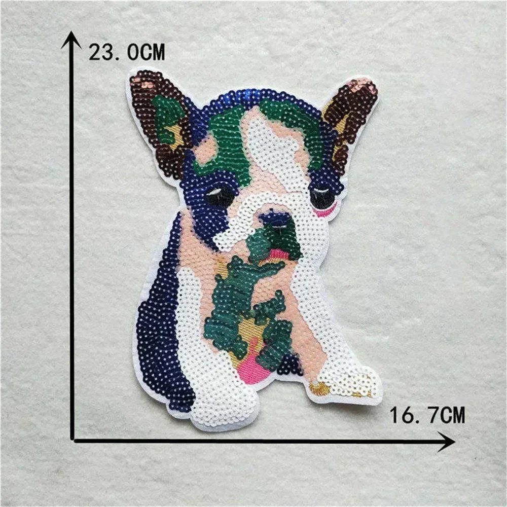 Animal pattern sequin embroidery cloth patch hot melt adhesive clothing patch embroidery iron on transfers for clothing