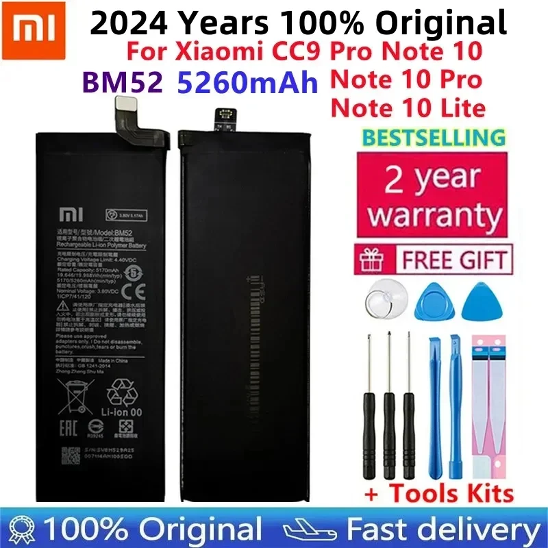 2024 Jahre Neue Original Batterie BM52 Für Xiaomi Mi Note 10 Lite/Mi Note 10 Pro/CC9pro CC9 Pro 5260 mAh Batterien Schnelle Lieferung